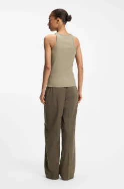 Racer-back tank top in stretch cotton