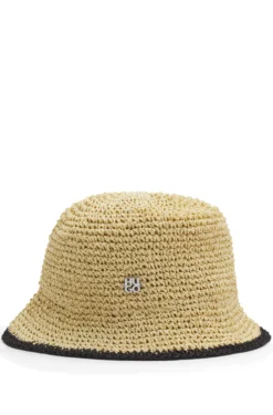 Raffia bucket hat with stacked logo