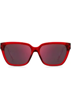 Red-acetate sunglasses with degradé temples