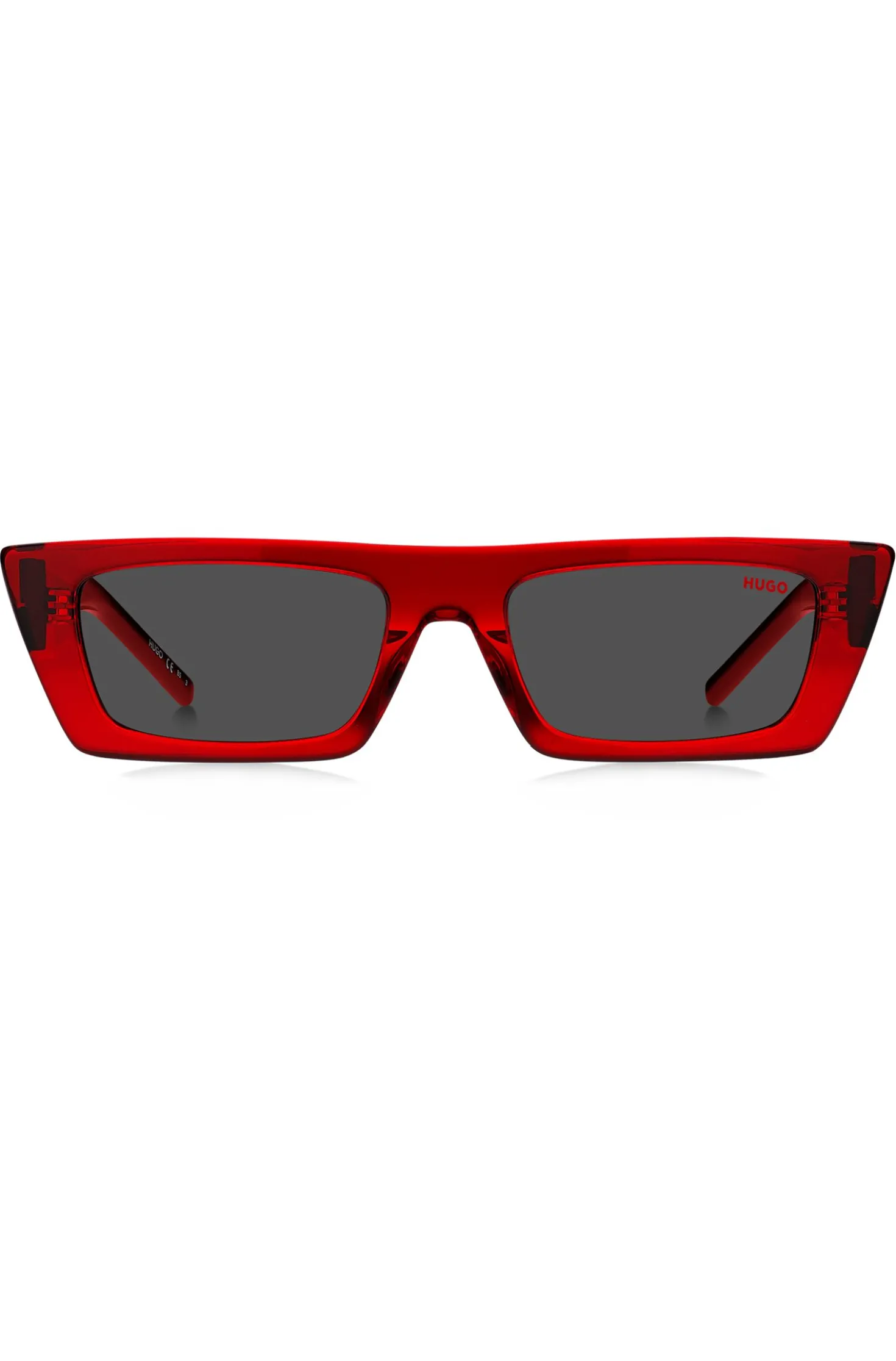 Red-acetate sunglasses with 3D monogram