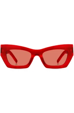 Red-acetate sunglasses with signature hardware