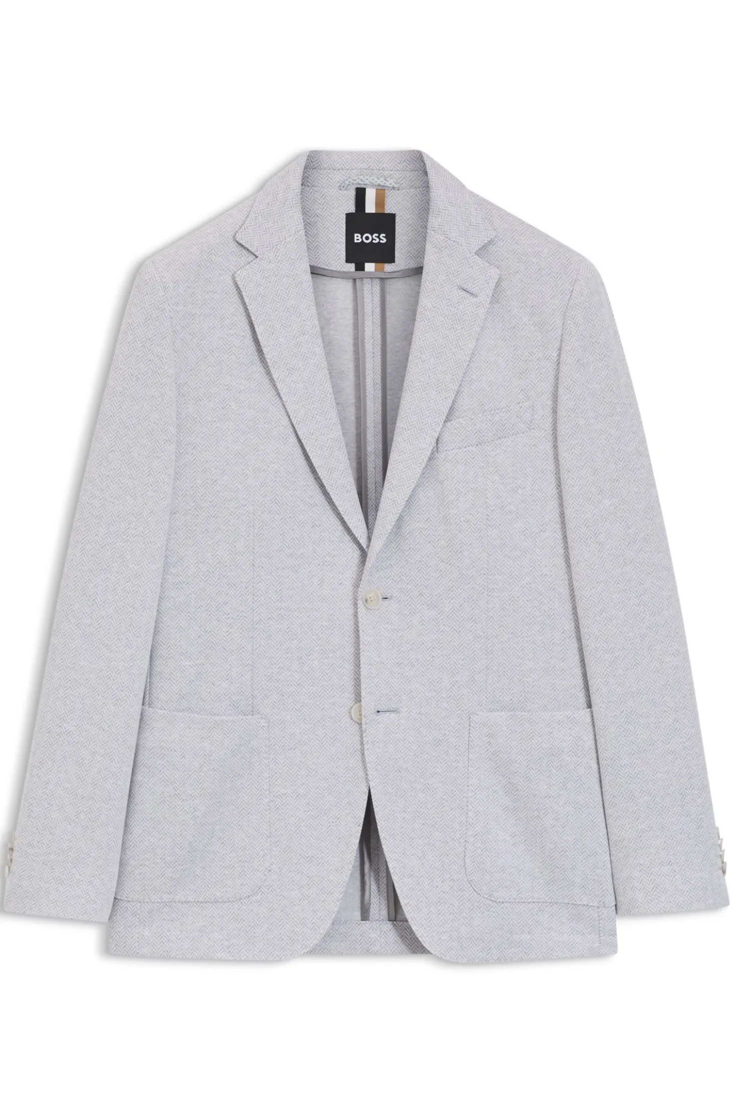 Regular-fit blazer in a herringbone cotton blend