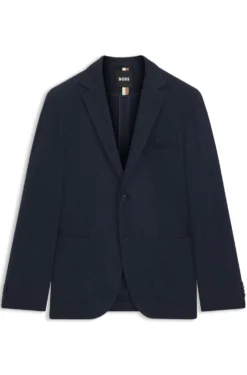 Regular-fit blazer in a herringbone cotton blend