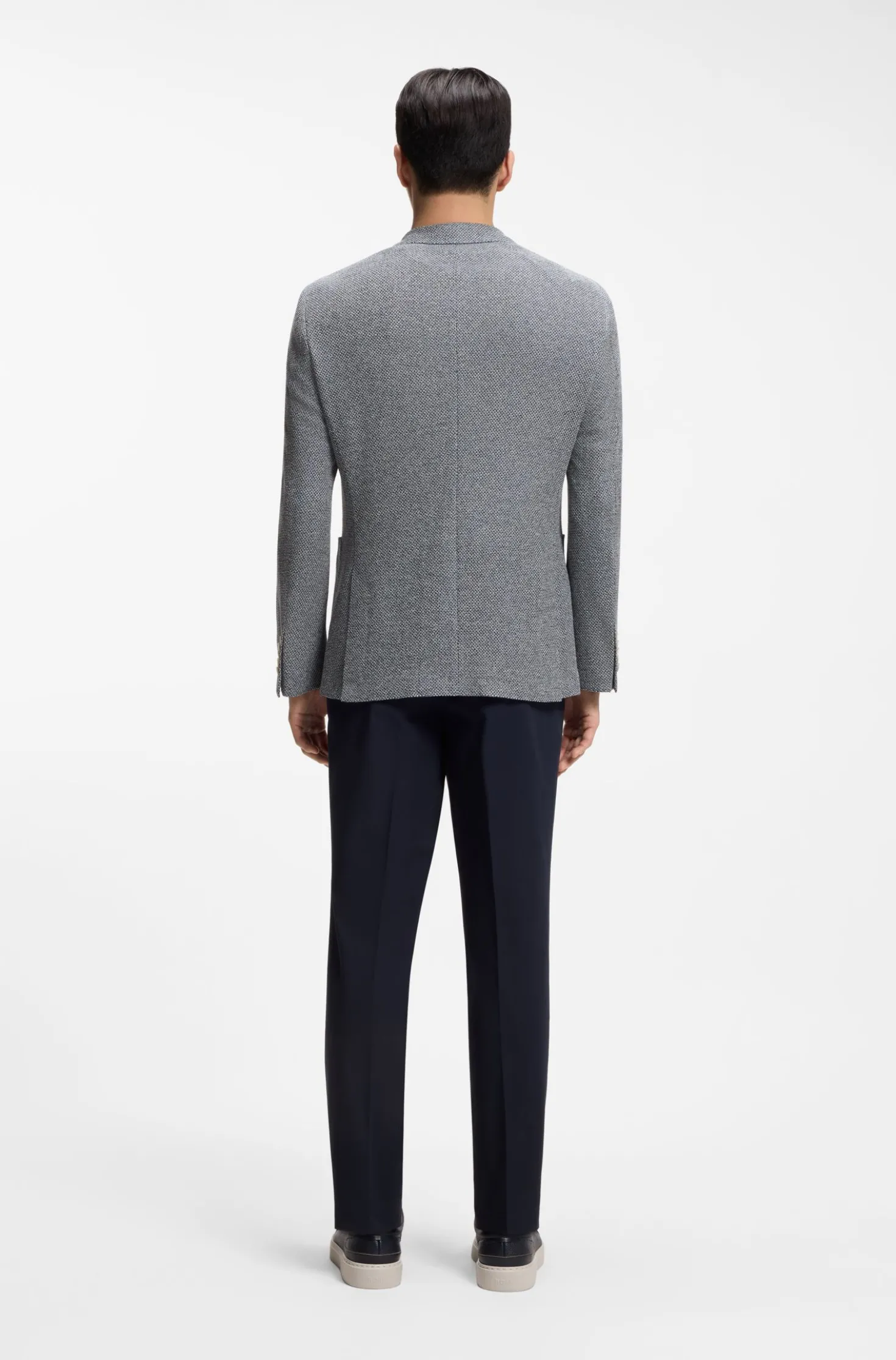 Regular-fit blazer in a patterned linen blend