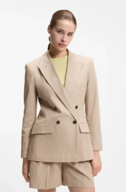 Regular-fit blazer in a pinstripe cotton blend