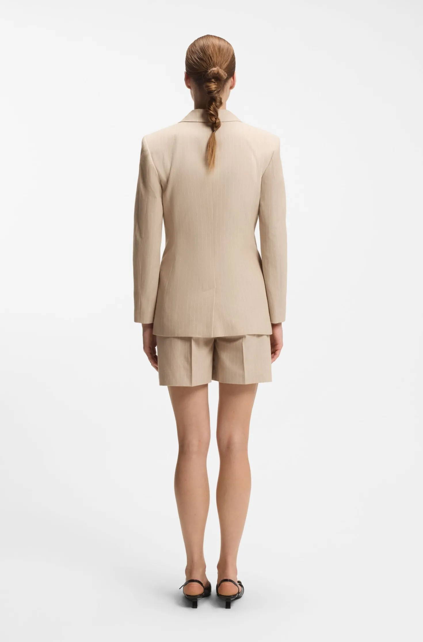 Regular-fit blazer in a pinstripe cotton blend