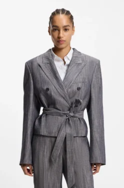 Regular-fit blazer in melange denim
