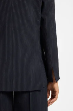 Regular-fit blazer in pinstripe stretch crepe