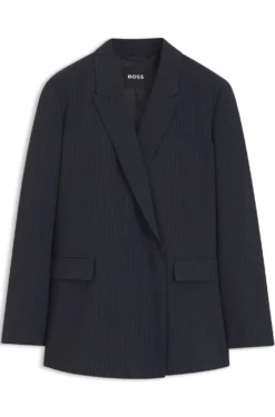 Regular-fit blazer in pinstripe stretch crepe