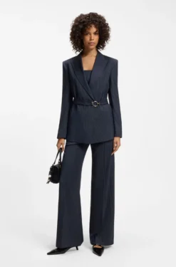 Regular-fit blazer with buckled belt