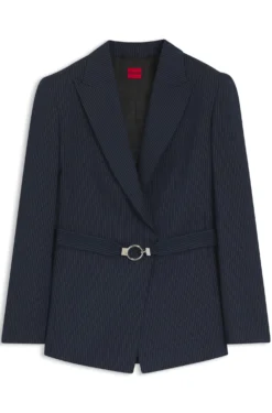 Regular-fit blazer with buckled belt