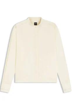 Regular-fit blouse in cotton poplin with concealed placket