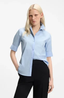 Regular-fit blouse in lightweight cotton canvas