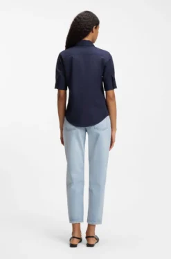 Regular-fit blouse in lightweight cotton canvas