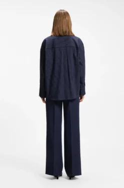 Regular-fit blouse in pinstripe cotton poplin