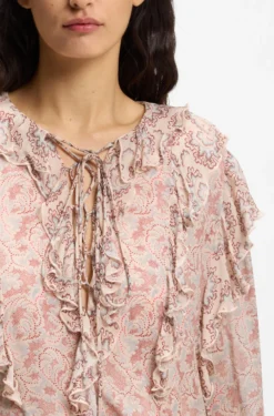 Regular-fit blouse in printed crepe Georgette with ruffles