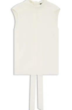 Regular-fit blouse in sandwashed silk with tie neck