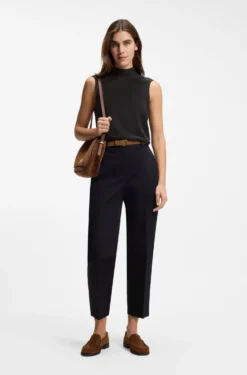 Regular-fit blouse in sandwashed silk with tie neck
