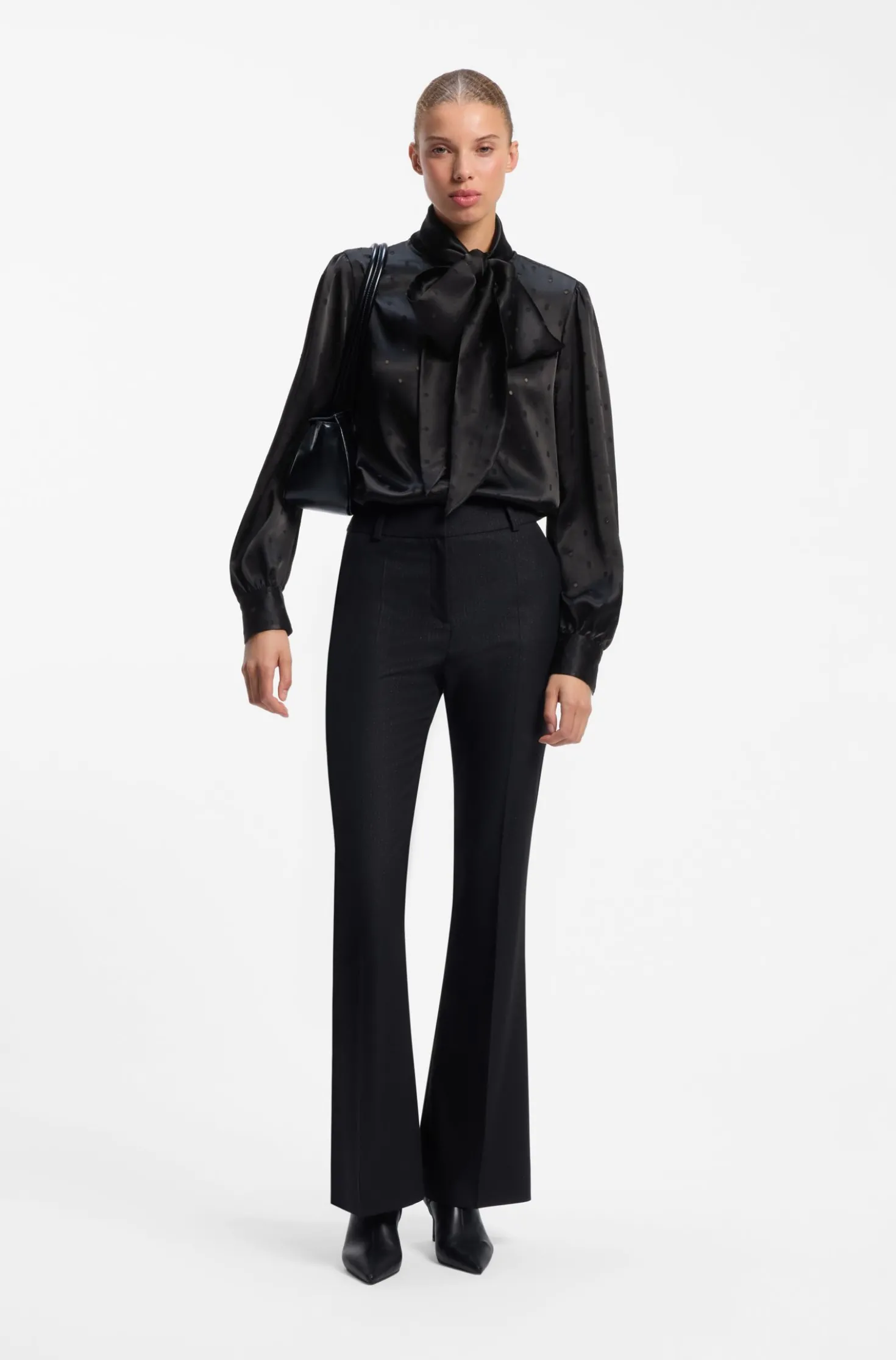 Regular-fit blouse in satin with burnout print