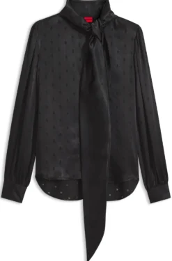 Regular-fit blouse in satin with burnout print