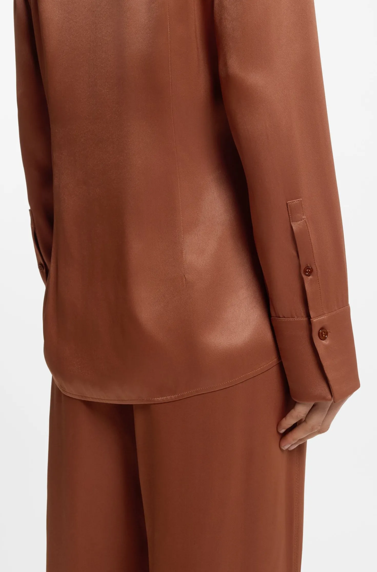 Regular-fit blouse in soft, shiny fabric