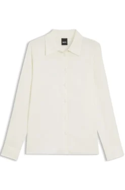 Regular-fit blouse in stretch-silk satin