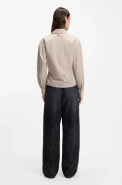 Regular-fit blouse in striped cotton canvas