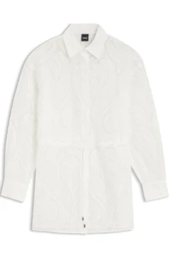 Regular-fit blouse with embroidered flowers