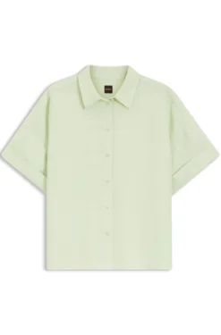 Regular-fit blouse with rolled cuffs