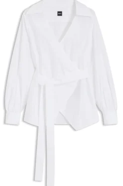 Regular-fit blouse with wrap front