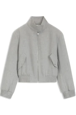 Regular-fit bomber jacket in melange stretch twill