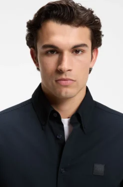 Regular-fit button-down shirt in cotton twill