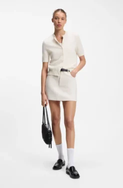 Regular-fit cardigan blended with virgin wool