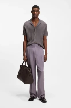 Regular-fit cardigan in striped cotton