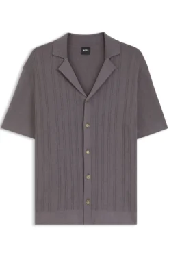 Regular-fit cardigan in striped cotton
