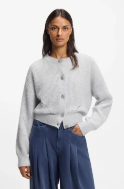 Regular-fit cardigan with open-work stitching