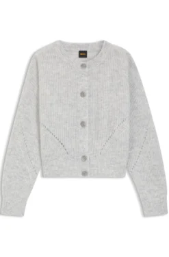 Regular-fit cardigan with open-work stitching