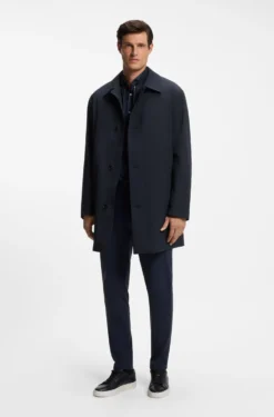 Regular-fit coat in patterned stretch fabric