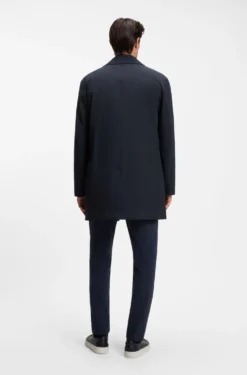 Regular-fit coat in patterned stretch fabric