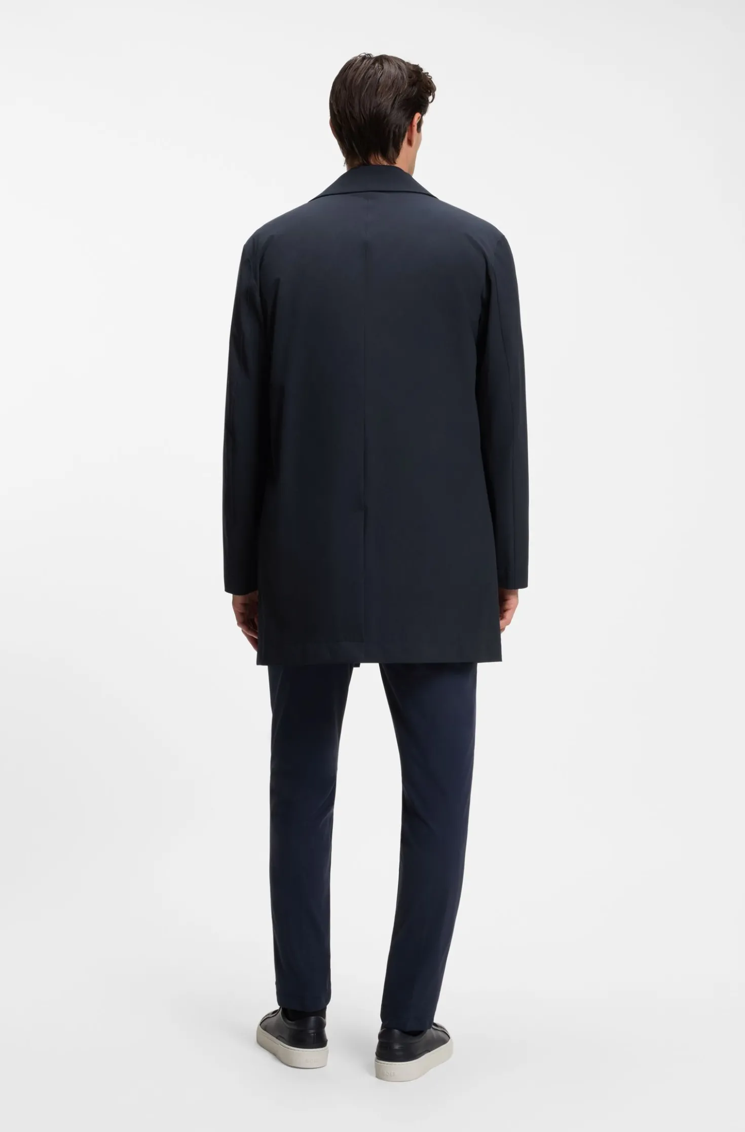 Regular-fit coat in patterned stretch fabric