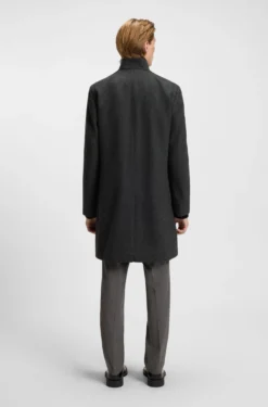 Regular-fit coat in wool-blend twill