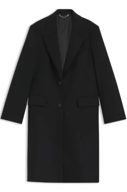 Regular-fit coat in wool with peak lapels
