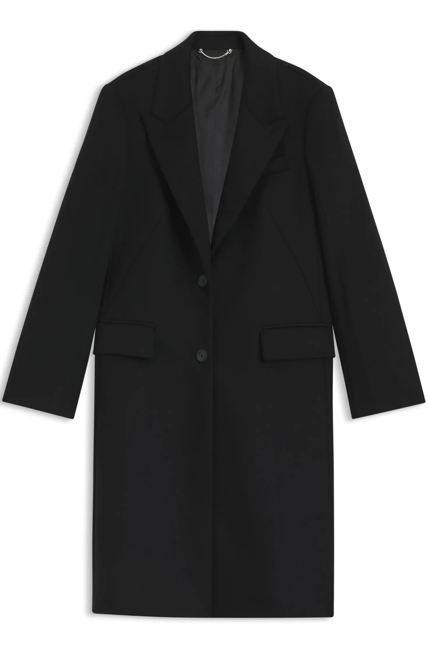 Regular-fit coat in wool with peak lapels