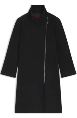 Regular-fit coat with asymmetric zip