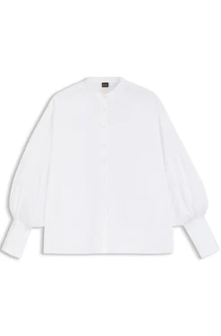 Regular-fit cotton-poplin shirt with kimono sleeves