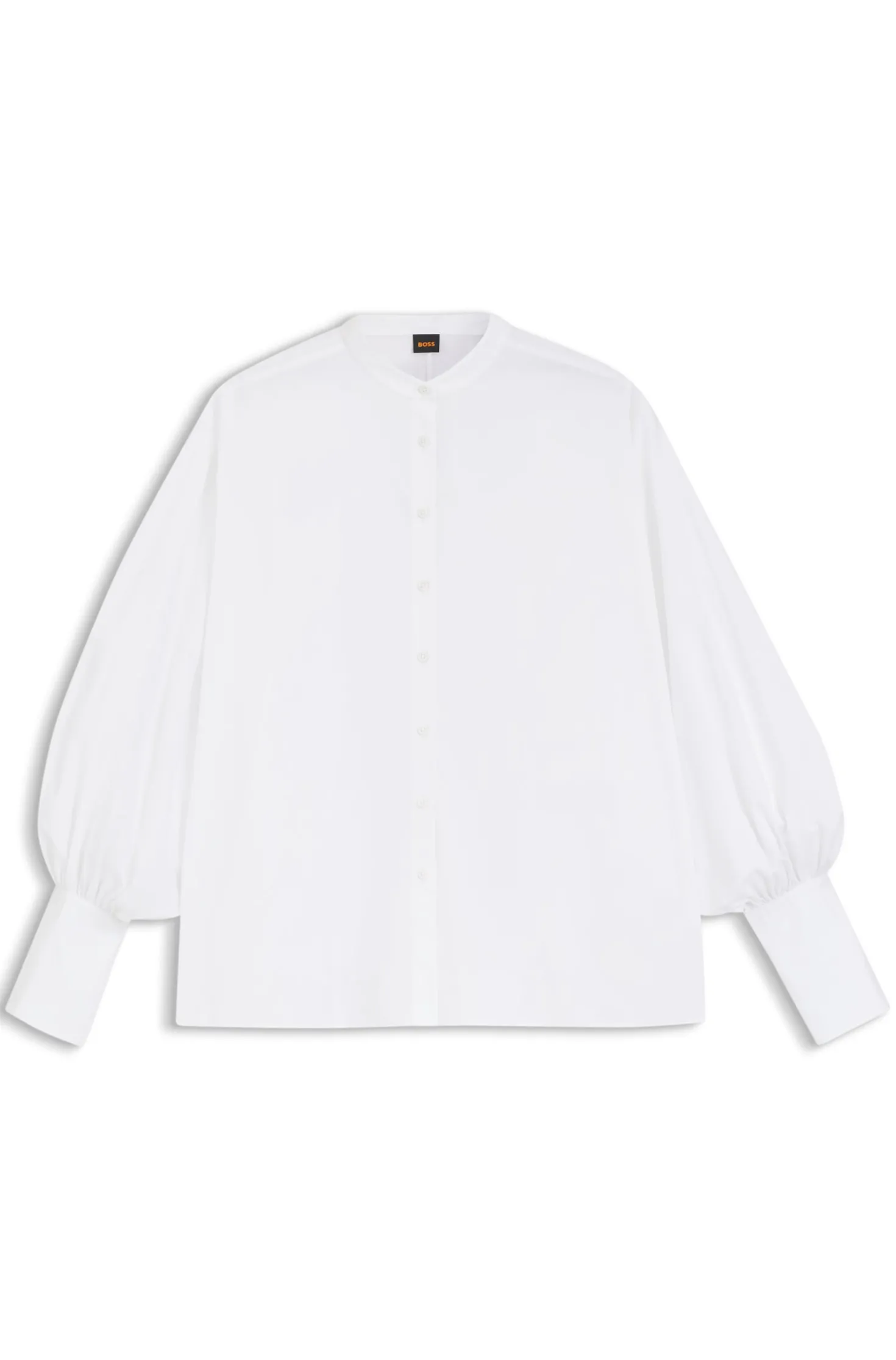 Regular-fit cotton-poplin shirt with kimono sleeves