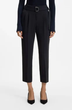 Regular-fit cropped trousers in crease-resistant crepe