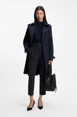 Regular-fit cropped trousers in crease-resistant crepe