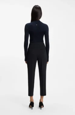 Regular-fit cropped trousers in crease-resistant crepe