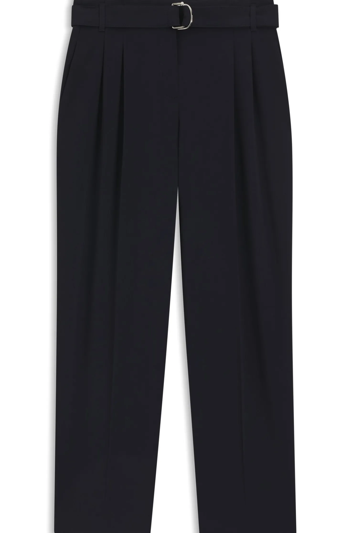 Regular-fit cropped trousers in crease-resistant crepe
